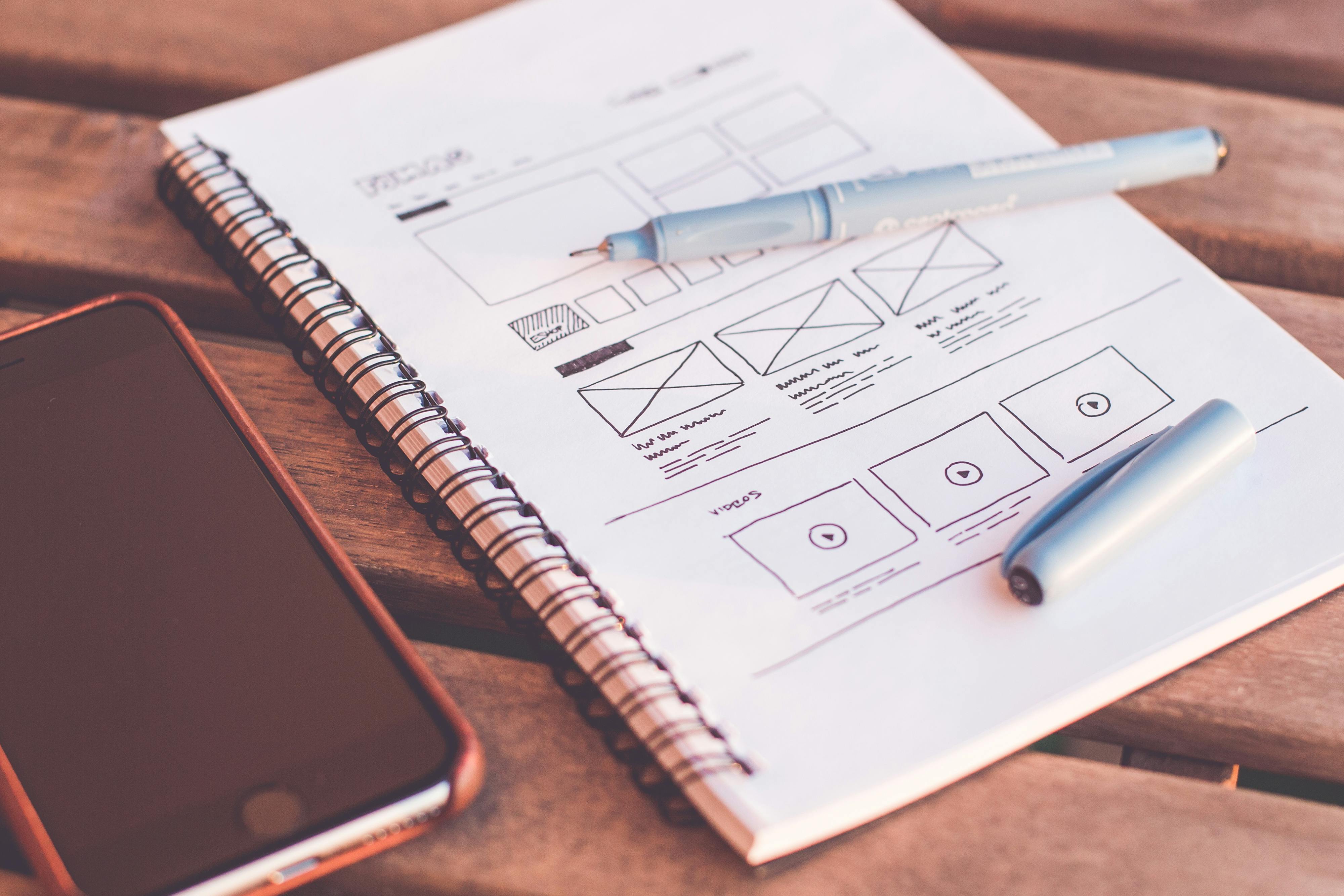 a wireframe plan for a website